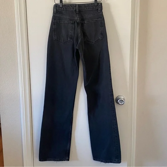 Zara High Rise Straight Black Jeans - Picture 3 of 12